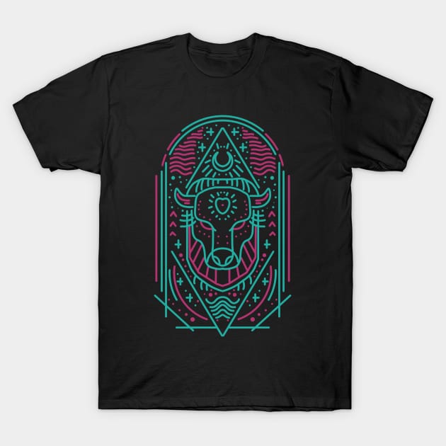 bison line art T-Shirt by donipacoceng